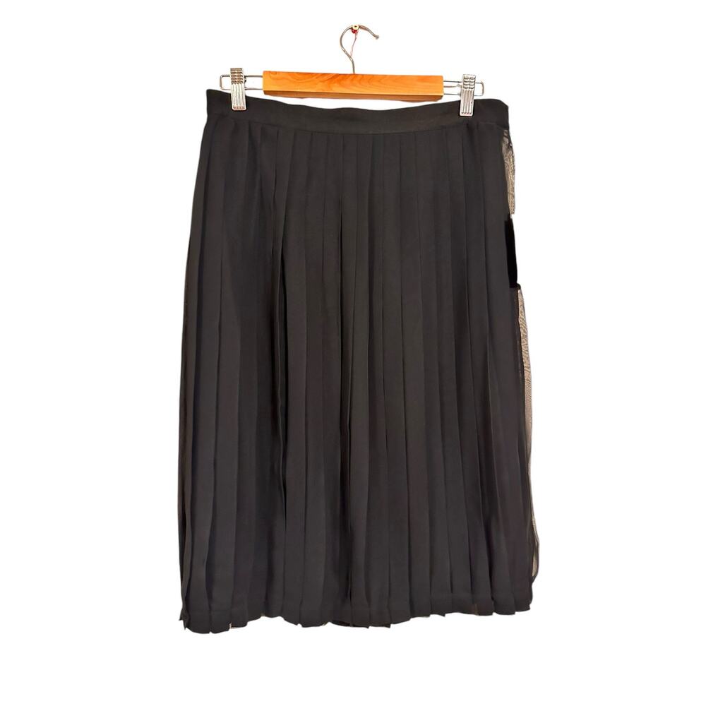 Carolyne Barton Vintage Black Pleated Midi Skirt NWT Size Large Stone & Thomas